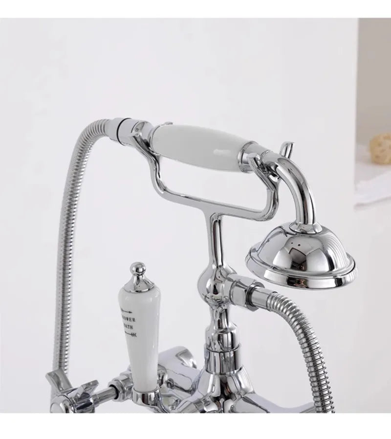 Bathtub Faucet Set Floor Decked Bathroom Classical Top High Quality Gold American Style Ceramic Handle Shower Faucet