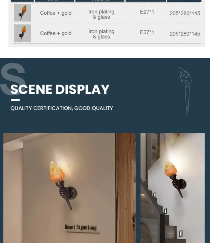Outdoor Wall Torch Light Courtyard Hanging Light Indoor Coffee Restaurant Decoration Hand Light Creative Retro Ambient Lamps