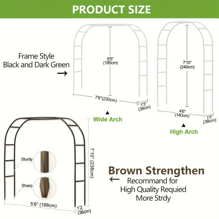 Large Metal Garden Arch100Inch Gothic Wedding Flower Stand Heavy Duty Steel Frame Outdoor Lawn Climbing Frame1-2pc