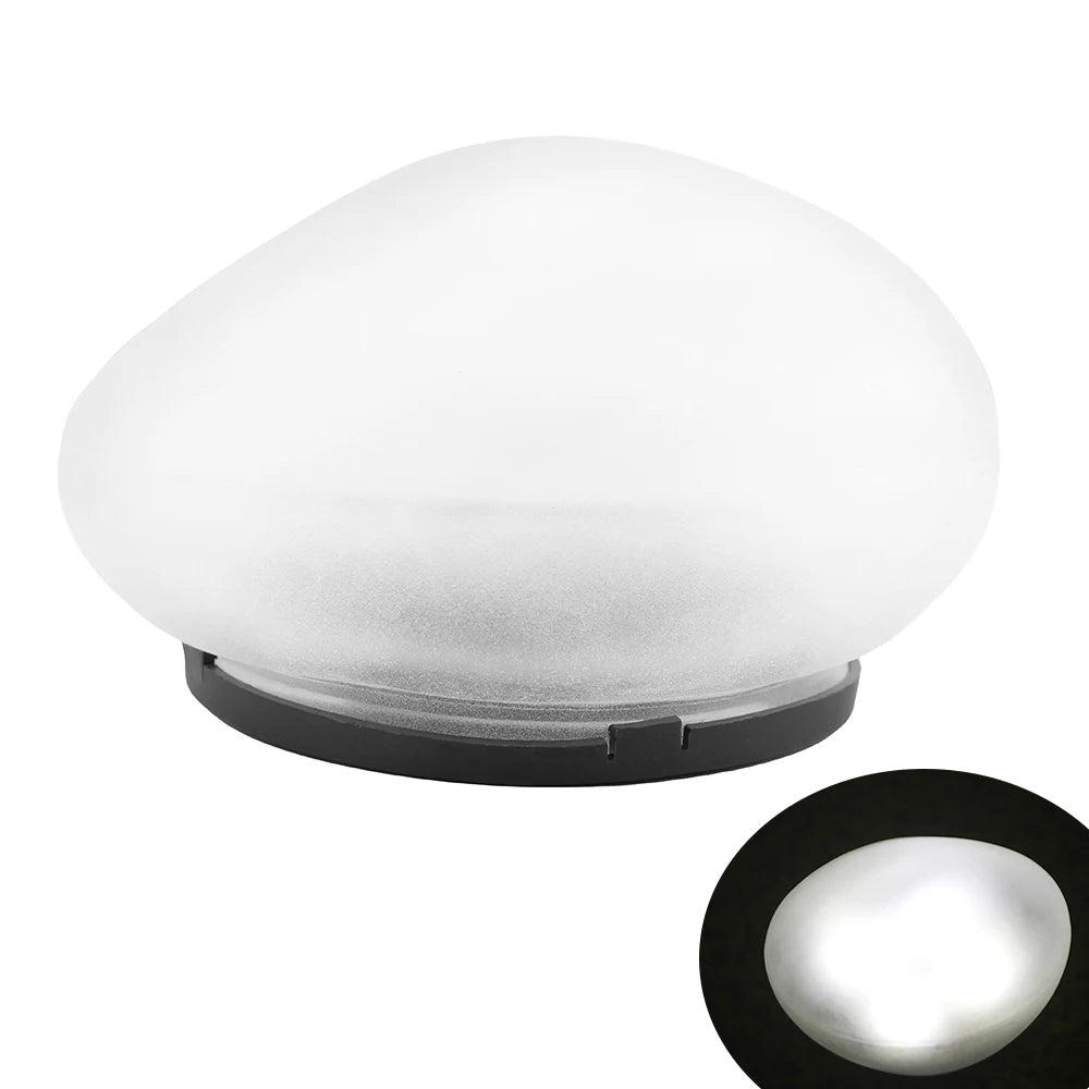 Solar Pebble Faux Stone Lawn Light LED Outdoor Garden Lamp Semi-Flush Mount for Pathways Yard Decor Garden Illumination Lighting