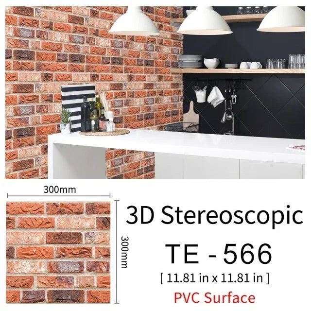 10/20PCS Imitation Brick Tile cobblestone Wall Stickers Water and Oil Proof for Kitchen Restaurant Tea room Relaxation area etc.