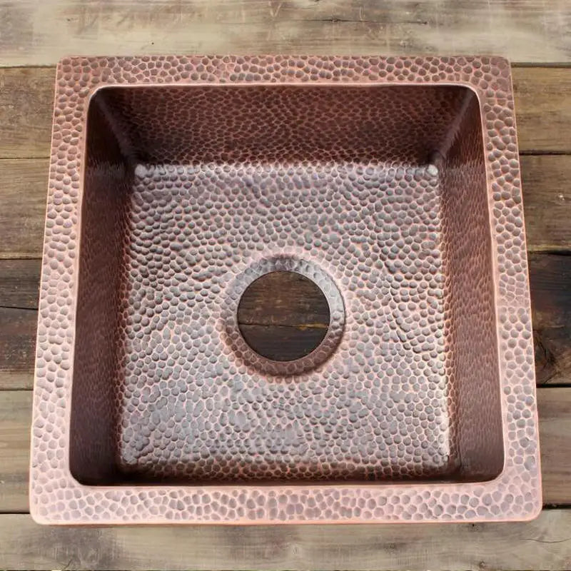 40x40x15cm Honeycomb Design Copper Single Bowl Drop-In Bar Sink Kitchen Sink
