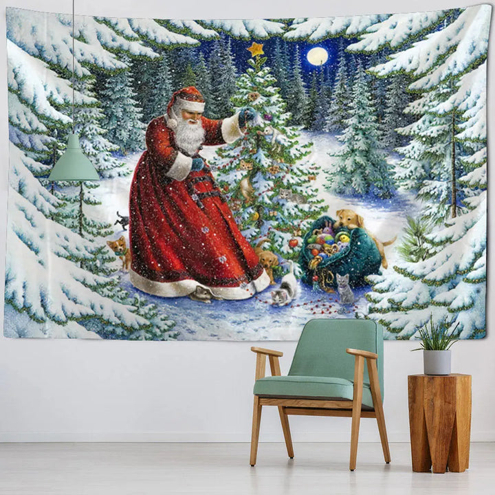 Christmas decoration tapestry, wall hanging, reindeer, Bohemian style, hanging on the wall, room decoration