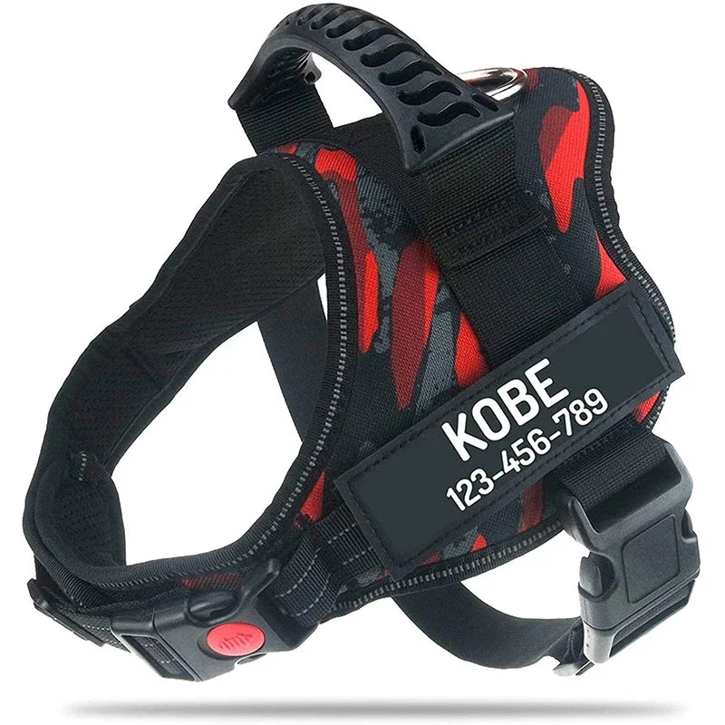 Personalised No Pull Dog Harness with Custom Name and Phone Number Heavy Duty Pet Vest To Prevent Tugging Pulling Choking