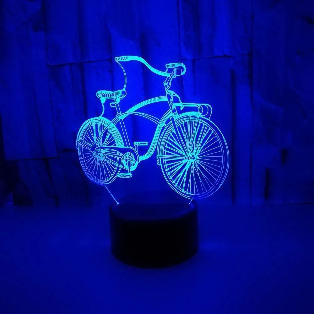 3D Bicycle Night Light 7 Color Illusion LED USB Night Lamp for Bedroom