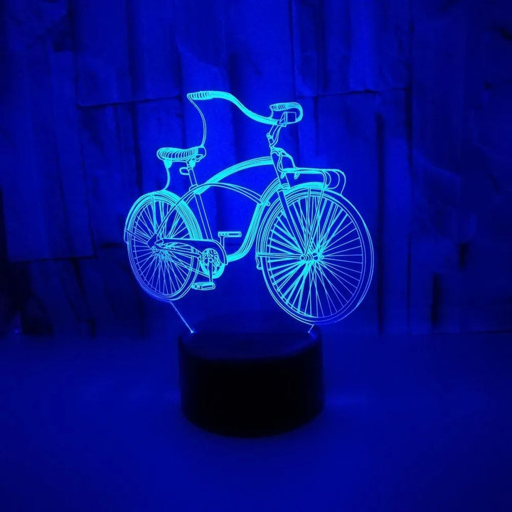 3D Bicycle Night Light 7 Color Illusion LED USB Night Lamp for Bedroom