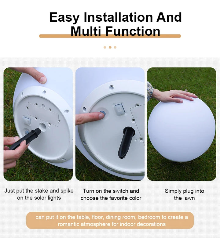 LED Pebble Stone Light Outdoor Camping Lawn Solar Colorful Landscape Light Villa Garden Floor Lamp