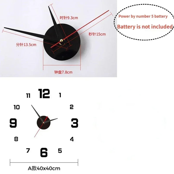 2024 Modern Design Wall Clock 3D DIY Quartz Clocks Fashion Watches Acrylic Mirror Stickers Living Room Home Decor