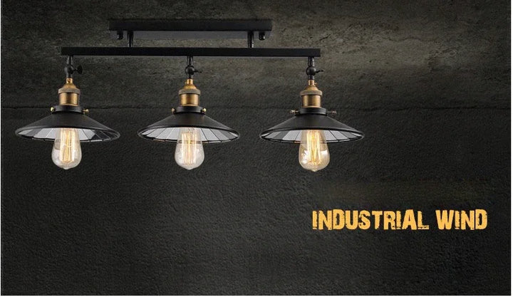 Vintage Industrial Black Iron Adjustable Ceiling Light with Mirror Glass Shade 3XE27 Edison Bulbs for Dining Room Home Decor DIY