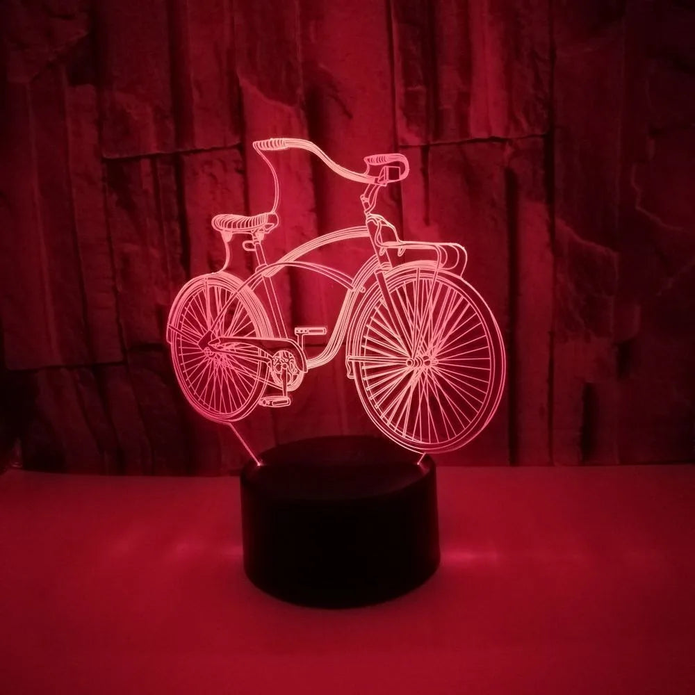 3D Bicycle Night Light 7 Color Illusion LED USB Night Lamp for Bedroom