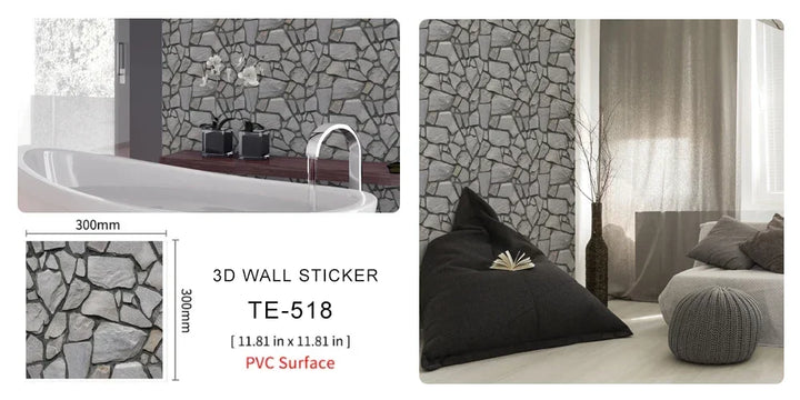 10/20PCS Imitation Brick Tile cobblestone Wall Stickers Water and Oil Proof for Kitchen Restaurant Tea room Relaxation area etc.
