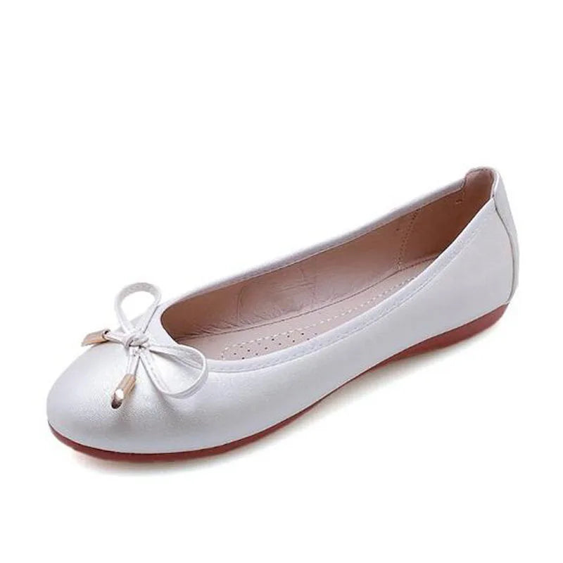Ladies Loafers Shoes Bowtie Flats Patent Leather Loafers Women Round Toe Roll-Up Shoes Woman Bridesmaid Flats Large Size Zapatos