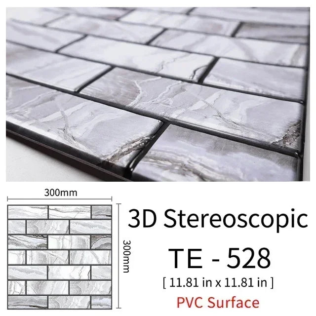 10/20PCS Imitation Brick Tile cobblestone Wall Stickers Water and Oil Proof for Kitchen Restaurant Tea room Relaxation area etc.