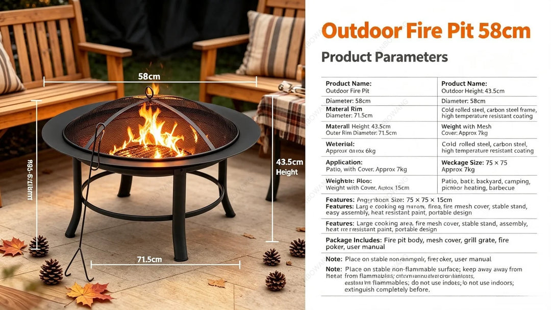 Outdoor Camping Fire Pit Bonfire Stove With Baking Net Wood Heating Furnace Garden Decor For Outdoor Activity