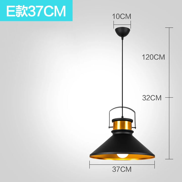 Nordic Retro Industrial Black Ceiling Pendant Lamp E27 for Restaurant Dining Table Bar Decorative Lighting Fixture