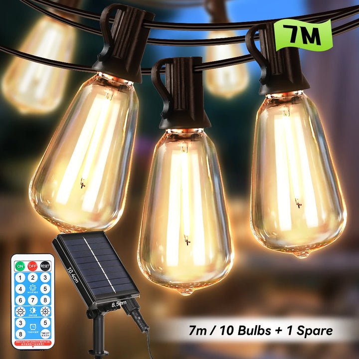 Outdoor Solar Light String Balcony With Warm Light Bulb Remote Control 7/10/15 Meters Multiple Specifications Garden Lamp String