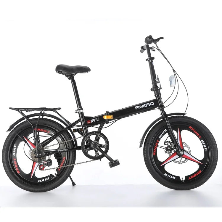 Adult Folding Bicycle Ultra Lightweight Wholesale Student Bicycle Disc Brake Variable Speed Commuting Bike 20 Inches Camping