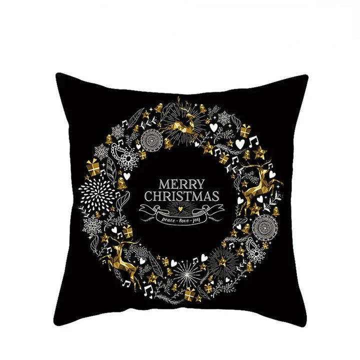 1pcs/set Christmas Black Gold Cushion Cover Merry Christmas Decorations for Home