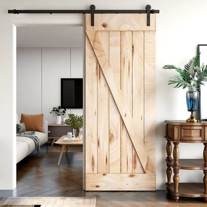 LWZH 4-9.6FT I-Shaped Sliding Barn Door Hardware Kit Slide Heavy Duty Barn Door Black Track System for Single Door