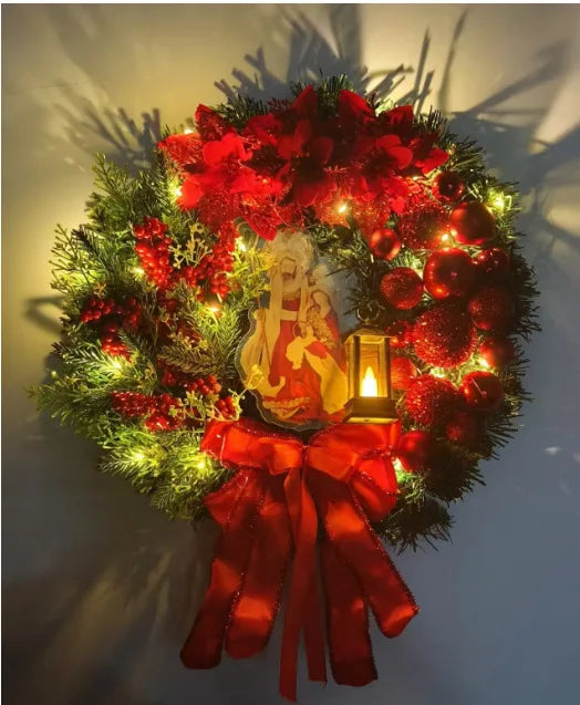 Christmas Wreath for Front Door Red Gold Window Wall Door Decorations 2025 Christmas Garland Ornament