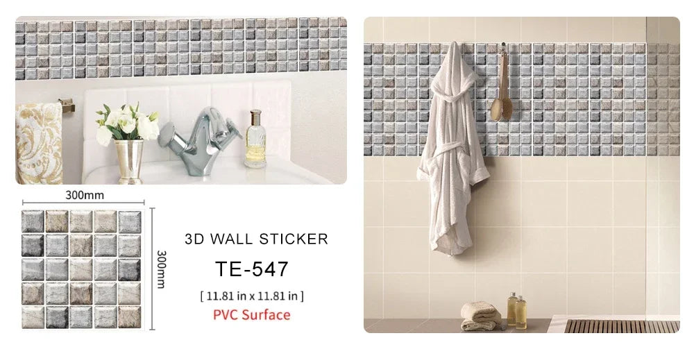10/20PCS Imitation Brick Tile cobblestone Wall Stickers Water and Oil Proof for Kitchen Restaurant Tea room Relaxation area etc.