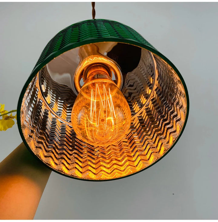 Suspension Green Stripe Glass Chandelier E27 Restaurant Pendant Light For Dining Room Kitchen Cafe Bedside Hanging Lamp Fixtures