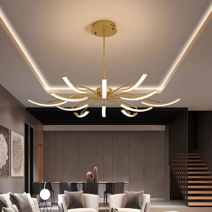 NEO Gleam Black/Gold DIY Modern led Chandelier bedroom study Living Room Suspension luminaire Hanging Chandeliers