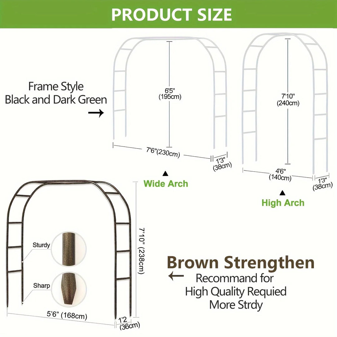 Large Metal Garden Arch100Inch Gothic Wedding Flower Stand Heavy Duty Steel Frame Outdoor Lawn Climbing Frame1-2pc