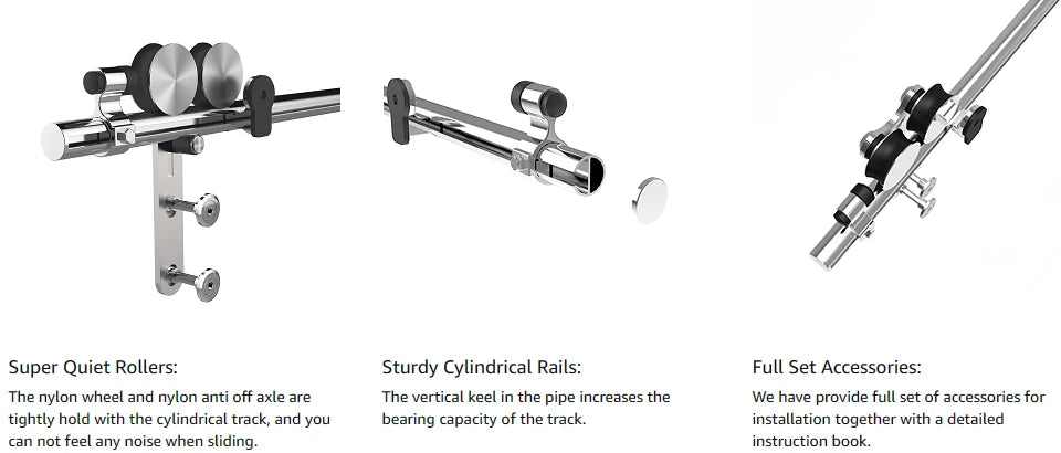 Sliding Door System Stainless Steel Sliding Barn Door Hardware Kit Rail System Industrial Track 4 Shape Rollers