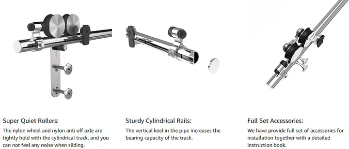 Sliding Door System Stainless Steel Sliding Barn Door Hardware Kit Rail System Industrial Track 4 Shape Rollers