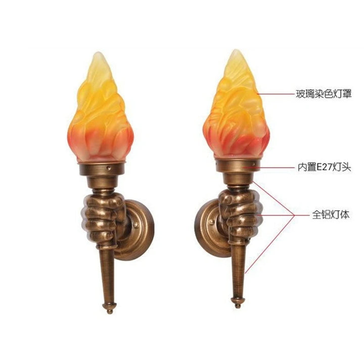 Industrial Simple Wall Lamp Modern Creative Torch Hand Lamps Vintage Wall Lamp for Bathroom Loft Stair Outdoors Lighting Fixture
