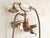 Vintage Retro Antique Brass Double Ceramic Handles Wall Mounted Claw Foot Bathroom Tub Faucet Mixer Tap With Handshower mtf152