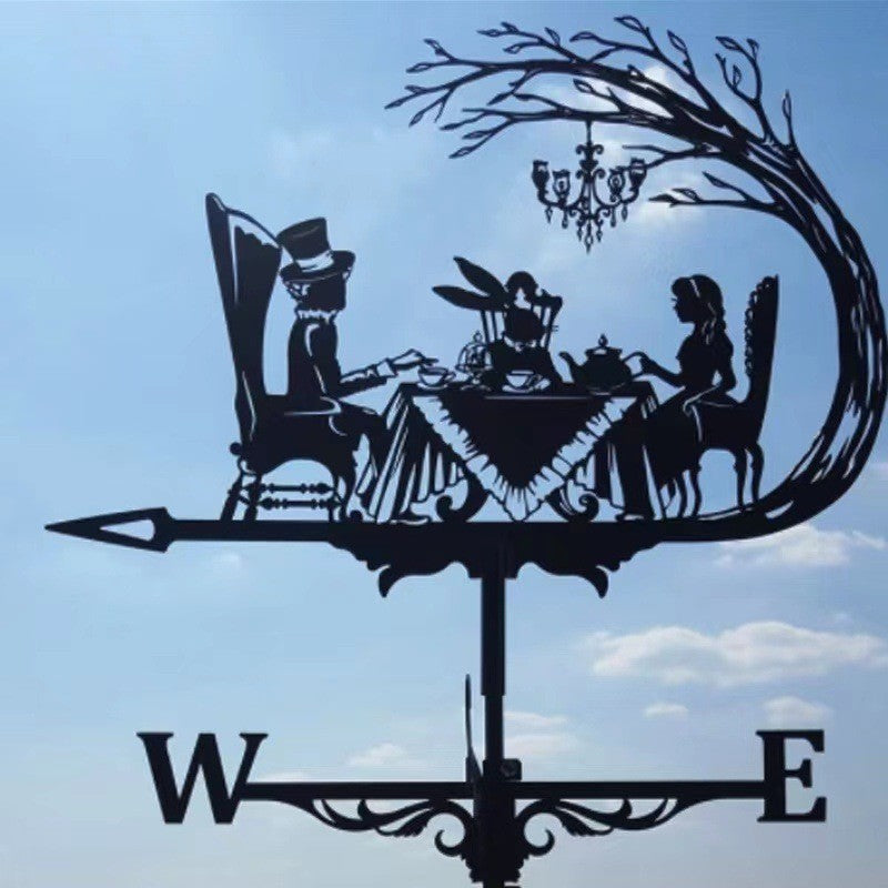 Witch Flying Dragon Iron Weather Vane Decor Stainless Steel Metal Handicraft Decor Garden Weathercock Wind Direction Indicator