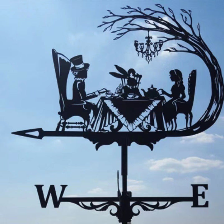 Witch Flying Dragon Iron Weather Vane Decor Stainless Steel Metal Handicraft Decor Garden Weathercock Wind Direction Indicator