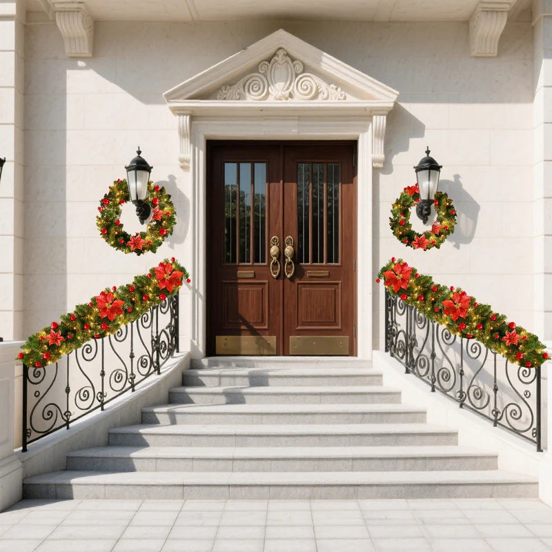 270cm Christmas LED Rattan Garland Decorative For Staircase Fireplace Christmas Decoration Xmas Tree Rattan Banner Home Pendant