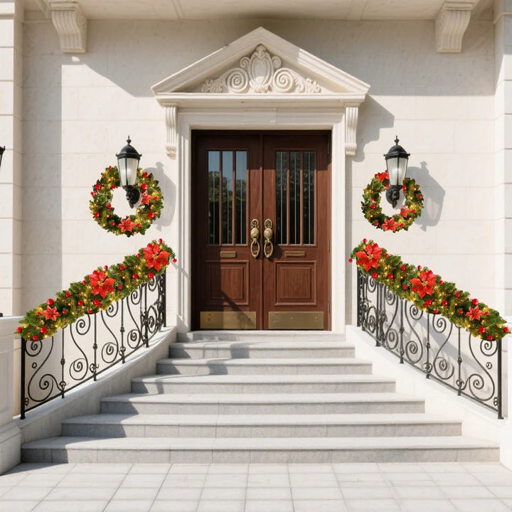 270cm Christmas LED Rattan Garland Decorative For Staircase Fireplace Christmas Decoration Xmas Tree Rattan Banner Home Pendant