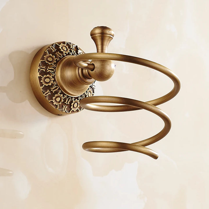 All-copper antique hair dryer rack, bathroom hair dryer rack, storage hanger, European retro light luxury, simple and original.