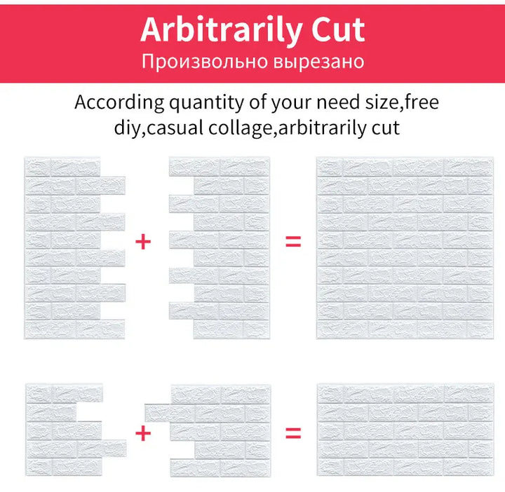 10Pcs Self-Adhesive 3D Wall Sticker DIY Brick Stickers Home Kids Room Kitchen Ceiling Decor No Odor No Pollution Wallpaper 70X77