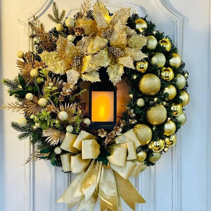 Christmas Wreath for Front Door Red Gold Window Wall Door Decorations 2024 Christmas Garland Ornament Guirnalda Navidad