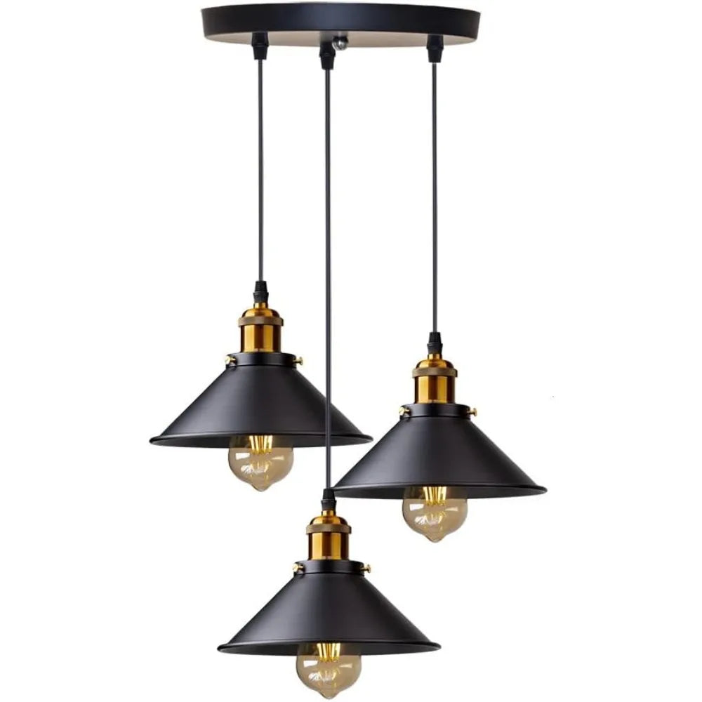 JOYINLED Industrial Chandelier Vintage Retro Black Pendant Light Shade Loft Iron Umbrella Kitchen Bar Hanging Ceiling Light