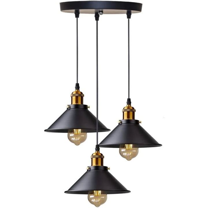 JOYINLED Industrial Chandelier Vintage Retro Black Pendant Light Shade Loft Iron Umbrella Kitchen Bar Hanging Ceiling Light