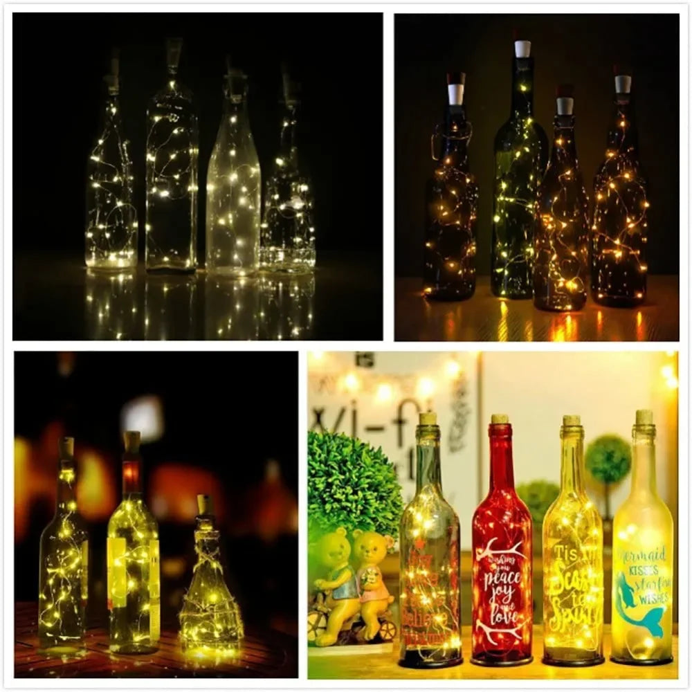 5-pack 2m Cork Bottle Fairy Lights USB Rechargeable Christmas Garland String Lights for Bedroom Room Home Wedding Party Decor