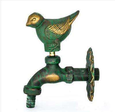 Vidric Outdoor Decorativ Garden Faucet Animal Shape Bibcock Green/Antique Brass Tap Washing Mop/Garden Watering Animal Faucet