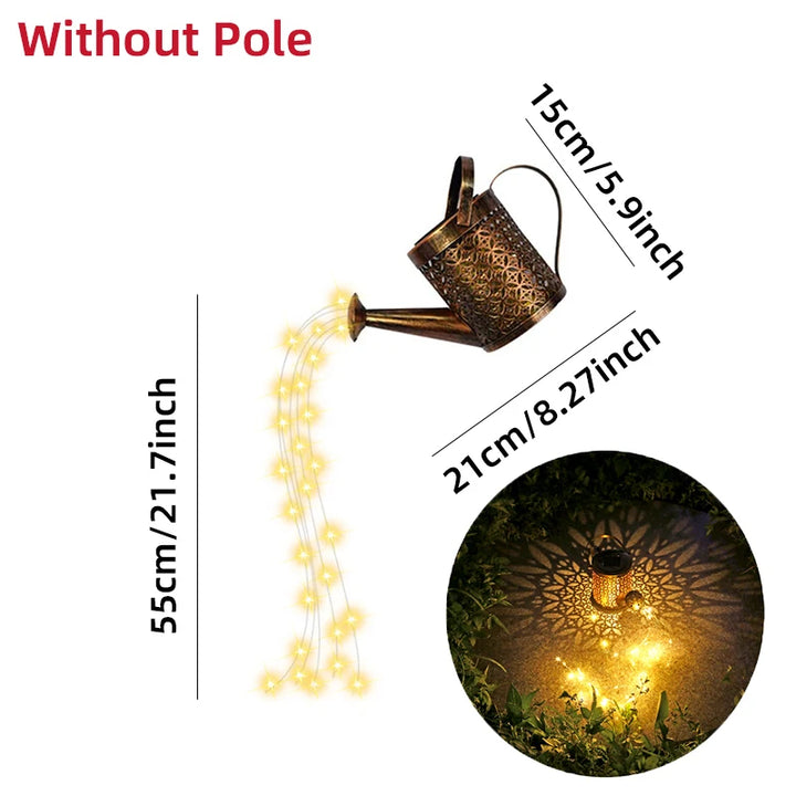 Solar Watering Can Light Hanging Kettle Lantern Light Waterproof Garden Decor