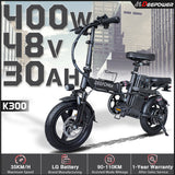DEEPOWER K300 Electric Bike 400W 48V 30AH Adult Folding Electric Bicycle With Basket Mini Ebike for Urban Commuter Man Woman