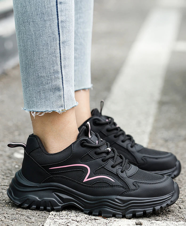 Safety Shoes Women Work Sneakers Structured Shoes Pneumatic-Proof Protective Shoes Work Boots Steel Toe Female Platform Shoes
