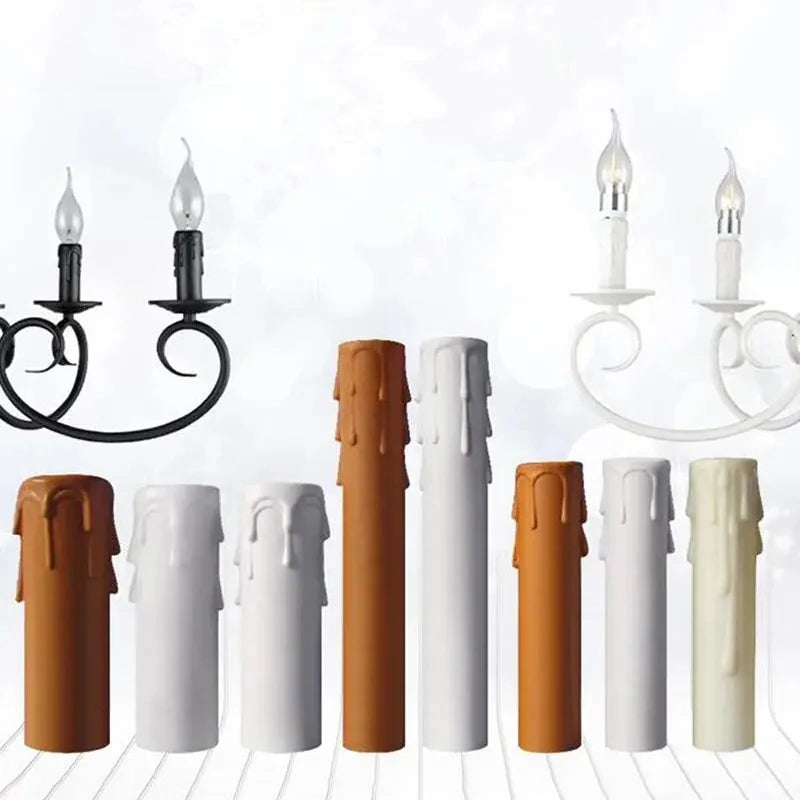 10pcs Candle Light Socket Covers E14 Candle Covers Sleeves Flame Retardant Vintage Style for Hotel Dining Room for Chandelier