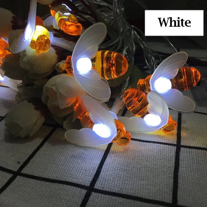Solar Bee LED String Lights Outdoor Holiday Party Lighting Night Lamp for Garden