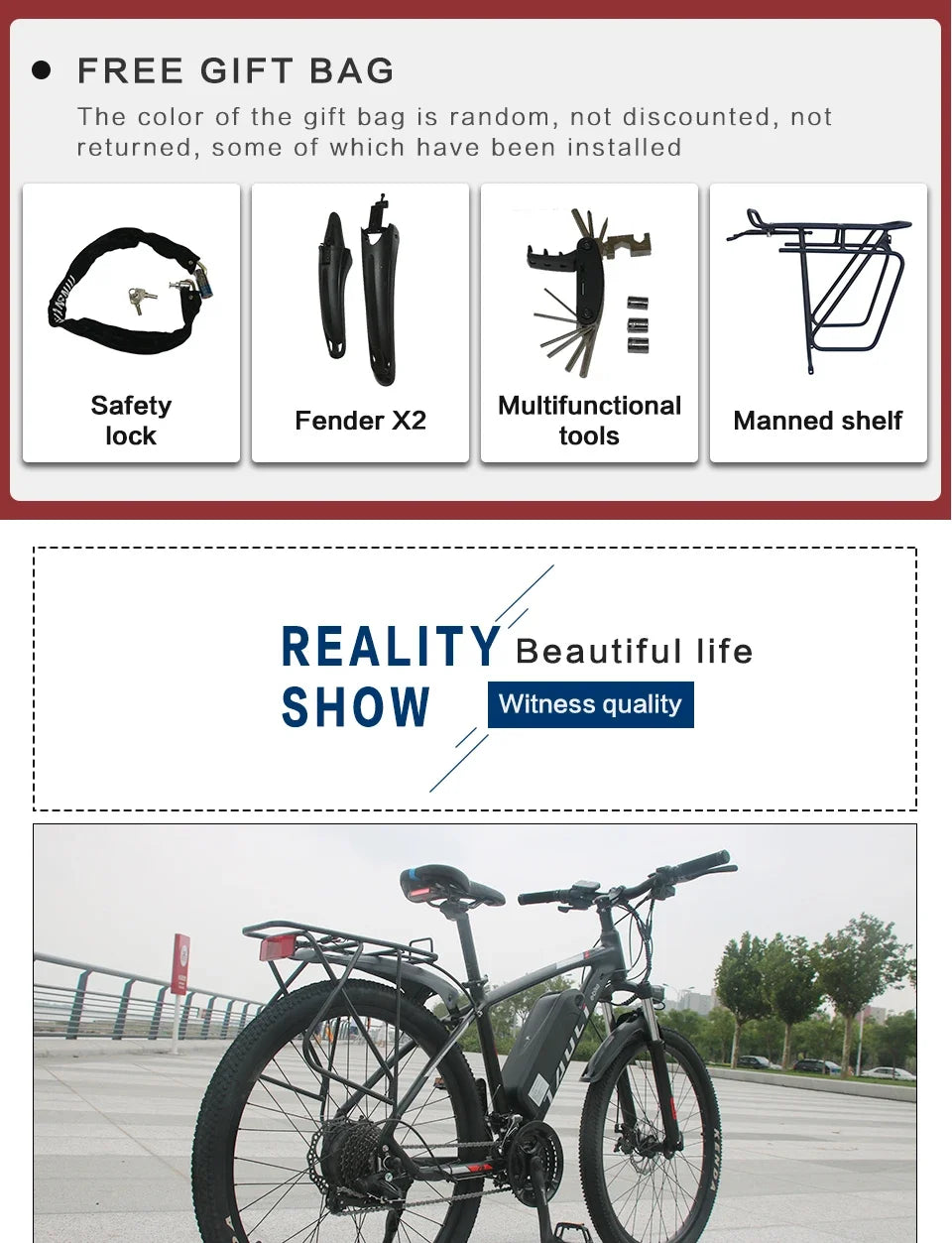 AKEZ Electric Bicycle 36V13AH Lithium Battery 350W Brushless motor Adult E-Bike 26Inch Thin tire Urban Commuting Electric Bike