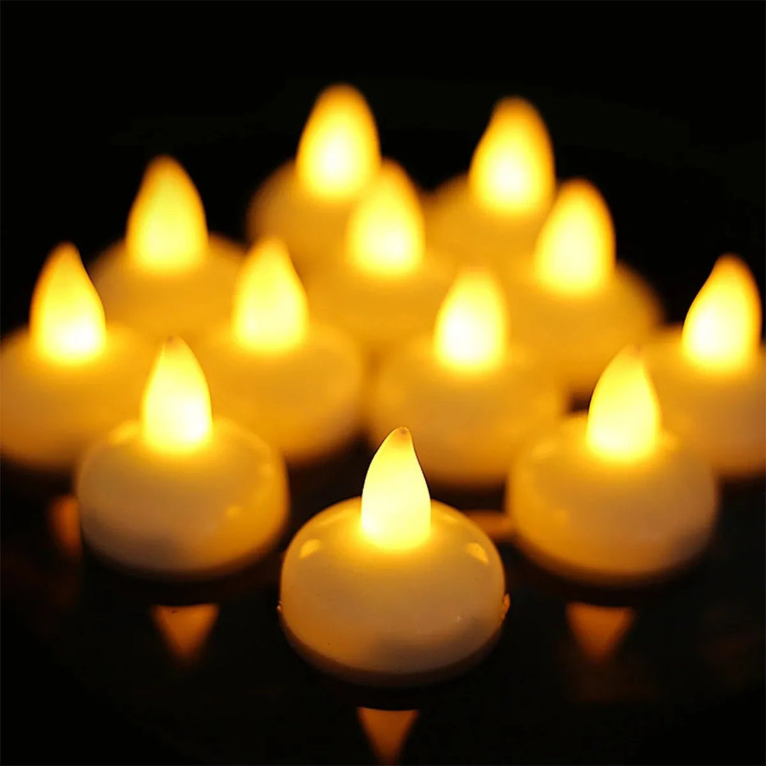 24/12Pcs Flickering Flameless LED Candles Light Lamp Waterproof Floating On Water LED Tea Light Battery Operated For Pool Spa